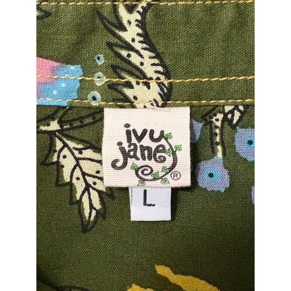 Ivy Jane Perfect Bliss Blouse Pearl Snap Top Women's Large Floral Green Western - Picture 12 of 14